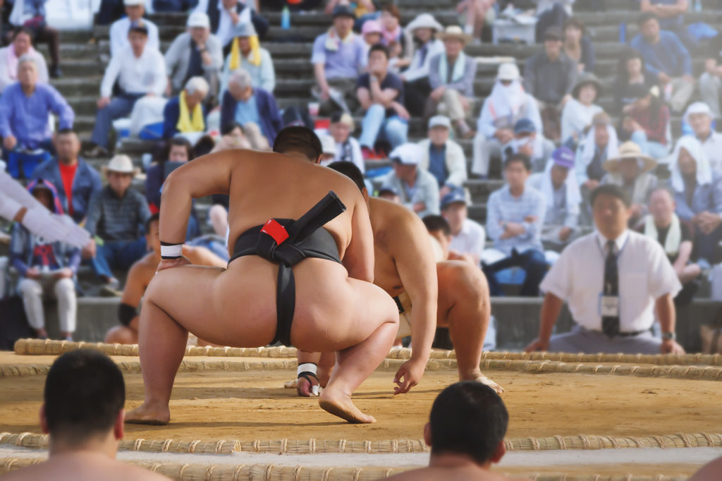 Sumo rikishi crouch